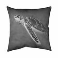Fondo 20 x 20 in. Greyscale Sea Turtle-Double Sided Print Indoor Pillow FO2793911